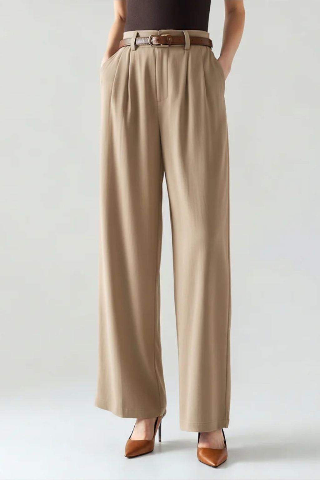 Cavemond Women’s High Waist Wide Leg Satin Pants