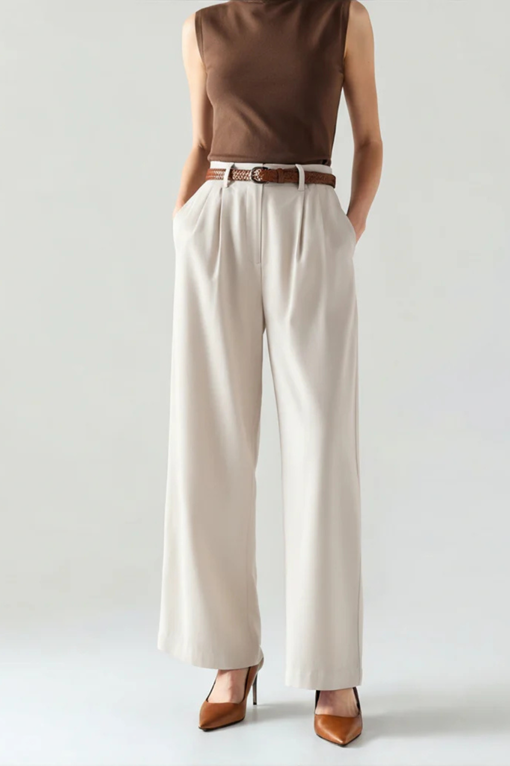 Cavemond Women’s High Waist Wide Leg Satin Pants
